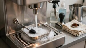 coffee equipment cleaning station setup