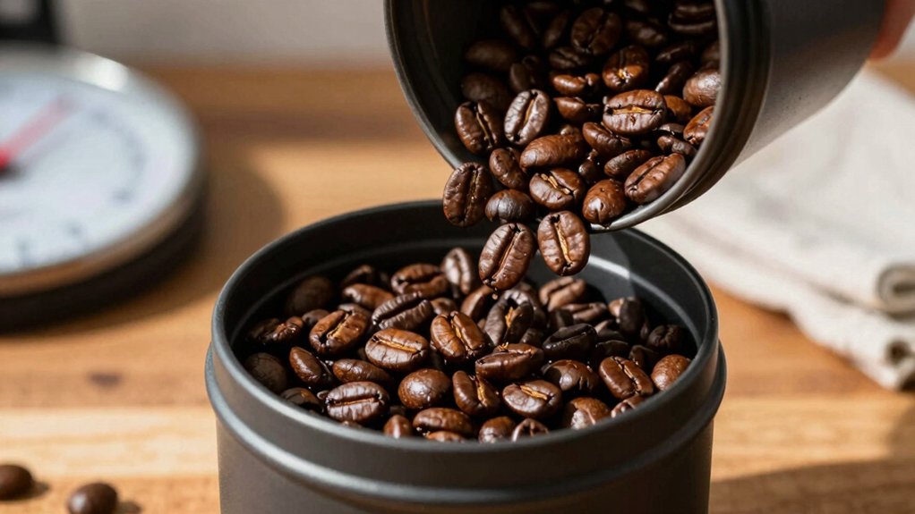 storing roasted coffee beans after roasting